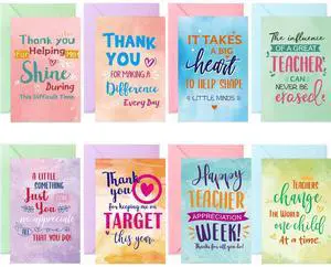 Teacher Thank You Cards 24Pcs Teacher Appreciation Week Greeting Cards Bulk with Envelopes and stickers for End of Year Graduation Gifts for Men Women Teacher Thank You Cards 24Pcs Teacher Appreciation Week Greeting Cards Bulk with Envelopes and stickers for End of Year Graduation Gifts for Men Women