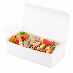 Small Gift Boxes, 7 1/8" x 3 3/8" x 2", White, 40 Pack | Food Grade Cardboard, Standard 1 Lb. Candy Boxes, Ideal for Small Gifts Small Gift Boxes, 7 1/8" x 3 3/8" x 2", White, 40 Pack | Food Grade Cardboard, Standard 1 Lb. Candy Boxes, Ideal for Small Gifts