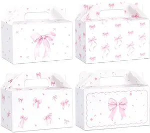 12 Count Pink Bow Treat Boxes Party Favors - 6x3.5x2.9 Inch Goodie Gift Boxes, Cute Bow Themed Candy Dessert Boxes for Birthday, Bridal & Baby Shower, Bachelorette 12 Count Pink Bow Treat Boxes Party Favors - 6x3.5x2.9 Inch Goodie Gift Boxes, Cute Bow Themed Candy Dessert Boxes for Birthday, Bridal & Baby Shower, Bachelorette