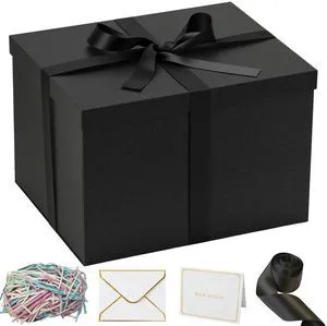 15x12x10 Inches Large Black Gift Boxes with Lids for Presents | big Deep Box for Birthday Valentine's Day Graduation Anniversary.Contains Card Ribbon Shredded paper 15x12x10 Inches Large Black Gift Boxes with Lids for Presents | big Deep Box for Birthday Valentine's Day Graduation Anniversary.Contains Card Ribbon Shredded paper