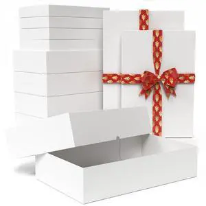 12 Pack Gift Boxes with Lids for Present - 6 Extra Large 17" (4" Deep) & 6 Large 14" (2" Deep) White Gift Boxes for Clothing Wrapping, Christmas 12 Pack Gift Boxes with Lids for Present - 6 Extra Large 17" (4" Deep) & 6 Large 14" (2" Deep) White Gift Boxes for Clothing Wrapping, Christmas