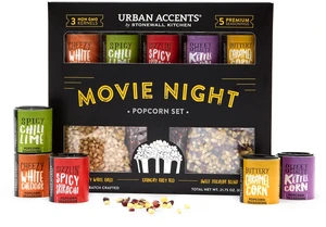 Movie Night Popcorn Gift Set Includes 3 Gourmet Popcorn Kernel Varieties & 5 Flavorful Seasonings Perfect Snack Gift Box for Parties, Holidays, or Movie Lovers Movie Night Popcorn Gift Set Includes 3 Gourmet Popcorn Kernel Varieties & 5 Flavorful Seasonings Perfect Snack Gift Box for Parties, Holidays, or Movie Lovers