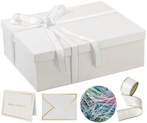 Extra Large Gift Box 16.5x13x5.5 inches,White Gift Boxes with Lids for Presents,Perfect for Birthday,Valentine's Day,Christmas,Anniversaries,Contains Card,Ribbon,Shredded Paper Filler. Extra Large Gift Box 16.5x13x5.5 inches,White Gift Boxes with Lids for Presents,Perfect for Birthday,Valentine's Day,Christmas,Anniversaries,Contains Card,Ribbon,Shredded Paper Filler.