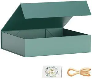 Gift Box 11.5x7.8x3 In, Green Gift Boxes with Lids for Presents | Collapsible Magnetic Gift Box for Shirts, Clothes, Clothing, Bridesmaid, Christmas, Birthday, Wedding, Contains Ribbon, Card Gift Box 11.5x7.8x3 In, Green Gift Boxes with Lids for Presents | Collapsible Magnetic Gift Box for Shirts, Clothes, Clothing, Bridesmaid, Christmas, Birthday, Wedding, Contains Ribbon, Card