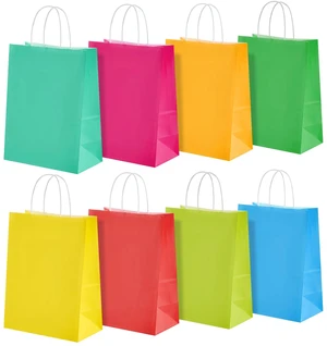 16 Pack Kraft Paper Gift Bags with Handles, 8x4.5x10.8 in, 8 Color | kraft gift bags for birthday, baby shower, wedding, crafts, party, eco-friendly 16 Pack Kraft Paper Gift Bags with Handles, 8x4.5x10.8 in, 8 Color | kraft gift bags for birthday, baby shower, wedding, crafts, party, eco-friendly