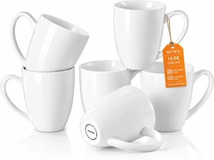 White Porcelain Coffee Mugs Set of 6, 13 Ounce Coffee Cups with Handle, Ceramic Tea Mugs for Latte, Hot Tea, Cappuccino, Mocha, Cocoa, Mug Gift Set, Dishwasher and Microwave Safe White Porcelain Coffee Mugs Set of 6, 13 Ounce Coffee Cups with Handle, Ceramic Tea Mugs for Latte, Hot Tea, Cappuccino, Mocha, Cocoa, Mug Gift Set, Dishwasher and Microwave Safe