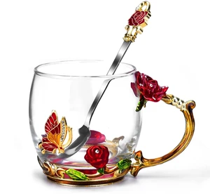 Tea Cup Glass Coffee Enamels Mug Gifts for Mom Women Christmas Birthday | Valentines Day for Her Girlfriend Wife,Mothers Day Gifts from Daughter Son,Heat & Cold Resistant,Shatterproof Tea Cup Glass Coffee Enamels Mug Gifts for Mom Women Christmas Birthday | Valentines Day for Her Girlfriend Wife,Mothers Day Gifts from Daughter Son,Heat & Cold Resistant,Shatterproof