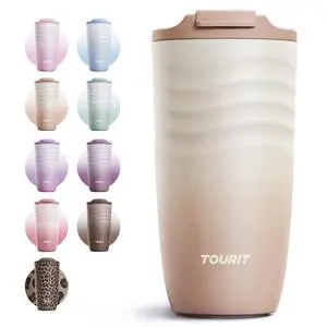 16 oz Insulated Travel Coffee Mug Stainless Steel Tumbler, Khaki | Vacuum insulated travel mug with ripple-wave anti-slip grip, leakproof lid & silicone bottom, fits standard car cup holders 16 oz Insulated Travel Coffee Mug Stainless Steel Tumbler, Khaki | Vacuum insulated travel mug with ripple-wave anti-slip grip, leakproof lid & silicone bottom, fits standard car cup holders