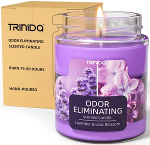Lavender Scented Candle Odor Eliminating for Home Gift Women | Lilac Blossom, FORESTALL tech eliminates 99% pet/smoke/food odors, 55h burn, 100% soy wax, non-toxic, safer for home Lavender Scented Candle Odor Eliminating for Home Gift Women | Lilac Blossom, FORESTALL tech eliminates 99% pet/smoke/food odors, 55h burn, 100% soy wax, non-toxic, safer for home