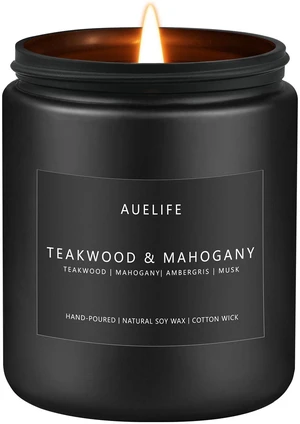 Teakwood & Mahogany Candle | Masculine Candles for Men, Gifts for Men - Soy Candle for Home Scented - Scented Candles for Home, Aromatherapy Gifts Long Lasting Burn Time - 7oz Black Jar Teakwood & Mahogany Candle | Masculine Candles for Men, Gifts for Men - Soy Candle for Home Scented - Scented Candles for Home, Aromatherapy Gifts Long Lasting Burn Time - 7oz Black Jar