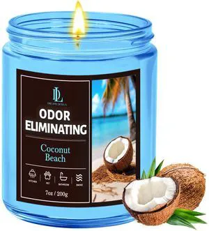 Coconut Beach Odor Eliminating Highly Fragranced Candle, Eliminates 95% of Living Room, Bedroom, Bathroom and Other Smells Quickly, Air Freshing Scented Candles, Soy Candle Gifts for Women Men, 7oz Coconut Beach Odor Eliminating Highly Fragranced Candle, Eliminates 95% of Living Room, Bedroom, Bathroom and Other Smells Quickly, Air Freshing Scented Candles, Soy Candle Gifts for Women Men, 7oz