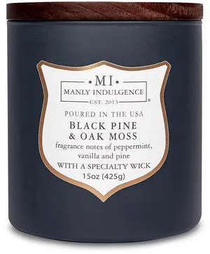 Black Pine Oakmoss Scented Candles for Men, 15 oz Wooden Wick, Premium Soy Blend Wax, 60H Burn, Candles for Home Scented - Made in The USA Black Pine Oakmoss Scented Candles for Men, 15 oz Wooden Wick, Premium Soy Blend Wax, 60H Burn, Candles for Home Scented - Made in The USA