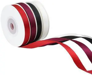 Satin Ribbon, White & Black & Red & Wine, 3/8" X 10 Yard X 4 Rolls | Gift Wrapping, Christmas Crafts,Birthday,Party,Balloon,thin Satin Ribbon, White & Black & Red & Wine, 3/8" X 10 Yard X 4 Rolls | Gift Wrapping, Christmas Crafts,Birthday,Party,Balloon,thin