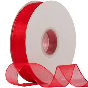 Sheer Organza Ribbon 1 Inch Chiffon Ribbons for Gift Wrapping, Flower Bouquet, 50 Yards/Roll (Red) Sheer Organza Ribbon 1 Inch Chiffon Ribbons for Gift Wrapping, Flower Bouquet, 50 Yards/Roll (Red)