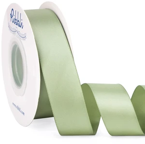 Dusty Sage Satin Ribbon Double Faced Satin 1 Inch x Continuous 25 Yards-Sage Green Ribbon for Gift Wrapping Crafts Wedding Decoration Bows Bouquet Floral Arrangement Dusty Sage Satin Ribbon Double Faced Satin 1 Inch x Continuous 25 Yards-Sage Green Ribbon for Gift Wrapping Crafts Wedding Decoration Bows Bouquet Floral Arrangement