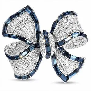 Blue Crystal Rhinestone Bow Brooch for Women, Vintage Ribbon Bow Pin for Coat, Elegant Sapphire Lapel Pins and Badges, Formal Party Wedding Jewelry Accessories Blue Crystal Rhinestone Bow Brooch for Women, Vintage Ribbon Bow Pin for Coat, Elegant Sapphire Lapel Pins and Badges, Formal Party Wedding Jewelry Accessories
