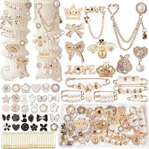 Junk Sock Charms Kit, Brooches and Pins for Women, Bag Charms Safety Pins | 72PCS Gold Shoe Charms for Sneakers,Pins for Bags,Hat Pins,Pearl and Rhinestone Junk Charms with Safety Pins,DIY Accessories Junk Sock Charms Kit, Brooches and Pins for Women, Bag Charms Safety Pins | 72PCS Gold Shoe Charms for Sneakers,Pins for Bags,Hat Pins,Pearl and Rhinestone Junk Charms with Safety Pins,DIY Accessories