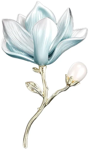 Vintage Jade Orchid Brooch with Pearl Chinese Style Magnolia Flower Floral Pin for Women Party Jewelry Accessory for Blouse, Scarf or Jacket (Blue) Vintage Jade Orchid Brooch with Pearl Chinese Style Magnolia Flower Floral Pin for Women Party Jewelry Accessory for Blouse, Scarf or Jacket (Blue)