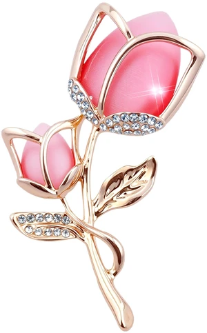 Hollow Pink Rose Brooch with Rhinestones Sparkly Crystal Floral Lapel Pin for Women Party Jewelry for Blouse, Jacket, Scarf, and Coat Accessories (Pink) Hollow Pink Rose Brooch with Rhinestones Sparkly Crystal Floral Lapel Pin for Women Party Jewelry for Blouse, Jacket, Scarf, and Coat Accessories (Pink)