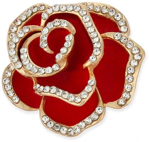 Crystal Rhinestone Red Flower Camellia Brooch Pin, Gold Plated Enamel, 3D Rose Design, 1.4 Inches Suitable for women's fashion accessories, Mother's Day, Teacher's Day, holiday gifts Crystal Rhinestone Red Flower Camellia Brooch Pin, Gold Plated Enamel, 3D Rose Design, 1.4 Inches Suitable for women's fashion accessories, Mother's Day, Teacher's Day, holiday gifts