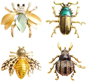 4 PCS Lapel Pins Crystal Insect Themed Brooches for Women 4 PCS Lapel Pins Crystal Insect Themed Brooches for Women