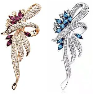 Fashion Crystal Brooch Pin 2 Pieces Fancy Vintage Rhinestones Corsage Scarf Pins Jewelry for Women Girls Clothes (Gold+Silver) Fashion Crystal Brooch Pin 2 Pieces Fancy Vintage Rhinestones Corsage Scarf Pins Jewelry for Women Girls Clothes (Gold+Silver)