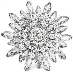 Crystal Flower Rhinestone Brooches for Women, Corsage Brooch Pin Silver Brooch Pins for Women Rhinestone Appliques for Dresses Wedding Bridal Scarf Hat Bag Crystal Flower Rhinestone Brooches for Women, Corsage Brooch Pin Silver Brooch Pins for Women Rhinestone Appliques for Dresses Wedding Bridal Scarf Hat Bag