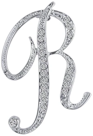 26 Letters Brooches Silver Plated Metal Broaches Pins-Clear Crystal Initial Breastpin (1pcs-R) 26 Letters Brooches Silver Plated Metal Broaches Pins-Clear Crystal Initial Breastpin (1pcs-R)