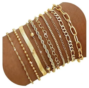 10 Pcs Gold Bracelets for Women, 14K Gold Plated Dainty Stackable Chain Set | Bracelet Stack, Mixed Styles, Paperclip, Heart Link, Lightweight for Daily Wear, Hypoallergenic, Ideal Gift 10 Pcs Gold Bracelets for Women, 14K Gold Plated Dainty Stackable Chain Set | Bracelet Stack, Mixed Styles, Paperclip, Heart Link, Lightweight for Daily Wear, Hypoallergenic, Ideal Gift
