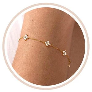 Gold Bracelets for Women Non Tarnish 14K Gold Plated Clover Bracelet | Dainty Gold Bracelet Stack, 14K Gold Plated, Cute Cubic Zirconia Diamond Charm, Womens Bracelets, Waterproof Jewelry Gifts Gold Bracelets for Women Non Tarnish 14K Gold Plated Clover Bracelet | Dainty Gold Bracelet Stack, 14K Gold Plated, Cute Cubic Zirconia Diamond Charm, Womens Bracelets, Waterproof Jewelry Gifts