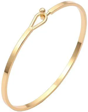 Thin Cuff Bangle Hook Bracelet 18K Gold Personalized Open Clasp Oval Inspiration Bangle Bracelet for Women Thin Cuff Bangle Hook Bracelet 18K Gold Personalized Open Clasp Oval Inspiration Bangle Bracelet for Women