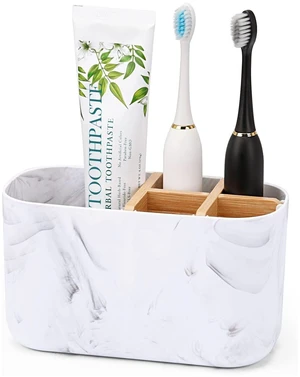 Toothbrush Holders for Bathrooms, 5 Slots Bamboo Toothbrush Holder Kids Electric Toothbrush Holder and Toothpaste Holder for Bathroom Countertop Accessories Storage, Marble Toothbrush Organizer Toothbrush Holders for Bathrooms, 5 Slots Bamboo Toothbrush Holder Kids Electric Toothbrush Holder and Toothpaste Holder for Bathroom Countertop Accessories Storage, Marble Toothbrush Organizer