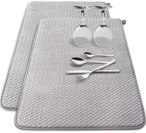 2 Pack Microfiber Dish Drying Mat,24 x 17 inch,Gray | Large Size,Super Absorbent,Drying Pad for Countertops,Sinks,Draining Racks 2 Pack Microfiber Dish Drying Mat,24 x 17 inch,Gray | Large Size,Super Absorbent,Drying Pad for Countertops,Sinks,Draining Racks