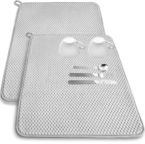 2 Pack Microfiber Dish Drying Mat,24x17" Large Size Highly Absorbent Dish Drainer Mat,Kitchen Counter Quick Dry Pads for Under Sink,Coffee Rack(Gray) 2 Pack Microfiber Dish Drying Mat,24x17" Large Size Highly Absorbent Dish Drainer Mat,Kitchen Counter Quick Dry Pads for Under Sink,Coffee Rack(Gray)