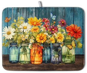 Daisy Dish Drying Mat for Kitchen Counter 18x24 Inch Rustic Vintage Flower Vases Drying Mats Microfiber Absorbent Dishes Drainer Mats Farmhouse Floral Wooden Board Dish Rack Pad Daisy Dish Drying Mat for Kitchen Counter 18x24 Inch Rustic Vintage Flower Vases Drying Mats Microfiber Absorbent Dishes Drainer Mats Farmhouse Floral Wooden Board Dish Rack Pad