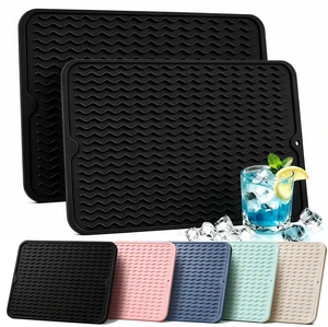 2 Pack Silicone Dish Drying Mat for Kitchen Counter Coffee Bar Apartment Accessories Escurridor de Platos para Fregadero Under Sink Organizer Pet Food Appliance Stone Rack Trays Drain Black 2 Pack Silicone Dish Drying Mat for Kitchen Counter Coffee Bar Apartment Accessories Escurridor de Platos para Fregadero Under Sink Organizer Pet Food Appliance Stone Rack Trays Drain Black