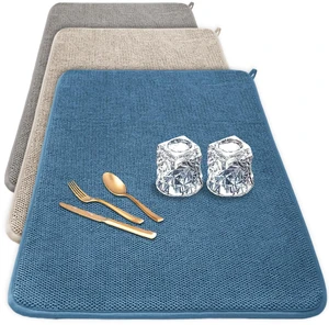3 Pack XXL Dish Drying Mats,24×17" Absorbent Microfiber Dishes Drainer Mats,Large Size Pads for Kitchen Counter,Coffee,Rack,Under Sink(Beige,Blue,Gray) 3 Pack XXL Dish Drying Mats,24×17" Absorbent Microfiber Dishes Drainer Mats,Large Size Pads for Kitchen Counter,Coffee,Rack,Under Sink(Beige,Blue,Gray)