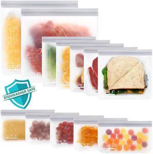 12 Pack Dishwasher Safe Reusable Food Storage Bags, Gray | Extra Thick Freezer Bags Leakproof Silicone and Plastic Free Food Lunch Bag-5 Sandwich 5 Snack 2 Gallon 12 Pack Dishwasher Safe Reusable Food Storage Bags, Gray | Extra Thick Freezer Bags Leakproof Silicone and Plastic Free Food Lunch Bag-5 Sandwich 5 Snack 2 Gallon