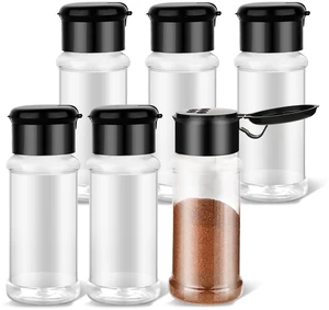 6 Pcs Plastic Spice Jars with Shaker Lids, 3 oz (Black Lid) | Clear Seasoning Containers, for Spice Rack, Drawer, Cabinet Storage 6 Pcs Plastic Spice Jars with Shaker Lids, 3 oz (Black Lid) | Clear Seasoning Containers, for Spice Rack, Drawer, Cabinet Storage