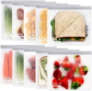 10 Pack Reusable Sandwich Bags Dishwasher Safe, Gray | Reusable Quart Freezer Bags, Extra Thick Leakproof Food Storage Bags Silicone Free for Marinate Meats, Cereal, Lunch, Travel 10 Pack Reusable Sandwich Bags Dishwasher Safe, Gray | Reusable Quart Freezer Bags, Extra Thick Leakproof Food Storage Bags Silicone Free for Marinate Meats, Cereal, Lunch, Travel