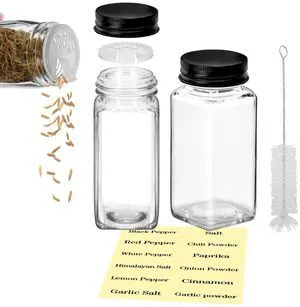 2Pcs 4oz Square Glass Spice Jars with Label, Empty Containers with black iron Lids , Square Seasoning Containers Trial and Supplement Set, Small Seasoning Bottles for Salt, Herbs, Sugar, Pepper (2) 2Pcs 4oz Square Glass Spice Jars with Label, Empty Containers with black iron Lids , Square Seasoning Containers Trial and Supplement Set, Small Seasoning Bottles for Salt, Herbs, Sugar, Pepper (2)
