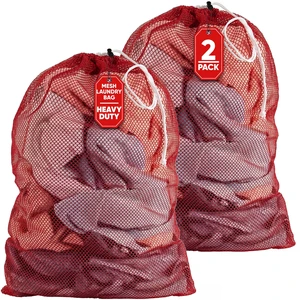 Mesh XL Laundry Bag 24"x36" 2-Pack, Heavy Duty, Red | Machine Washable, Secure Drawstring, For Delicates, Travel & Storage - College Dorms, Laundromats, Apartments Mesh XL Laundry Bag 24"x36" 2-Pack, Heavy Duty, Red | Machine Washable, Secure Drawstring, For Delicates, Travel & Storage - College Dorms, Laundromats, Apartments