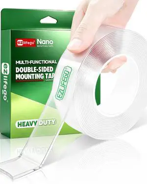 Heavy Duty Invisible Bond Nano Double Sided Mounting Tape, 9.85FT | Nano-Tech, Holds up to 72 lbs, All-Purpose, Instant Hold, Industrial-Strength Adhesive, Indoor & Outdoor Decor,Back to School Heavy Duty Invisible Bond Nano Double Sided Mounting Tape, 9.85FT | Nano-Tech, Holds up to 72 lbs, All-Purpose, Instant Hold, Industrial-Strength Adhesive, Indoor & Outdoor Decor,Back to School