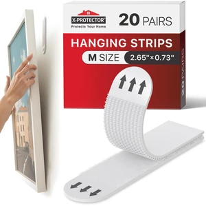 Picture Hanging Strips - 20 Pairs Damage Free Picture Hangers | Self Adhesive Hangers Without Nails - Heavy Duty Wall Hanging Strips - Wall Sticky for Hanging Up to 15 LBS (Size M) Picture Hanging Strips - 20 Pairs Damage Free Picture Hangers | Self Adhesive Hangers Without Nails - Heavy Duty Wall Hanging Strips - Wall Sticky for Hanging Up to 15 LBS (Size M)