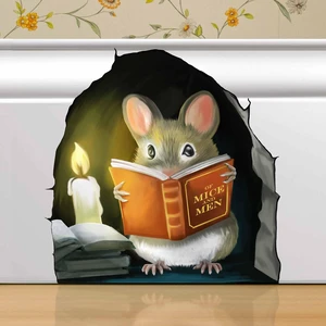 Mouse Reading Book, Wall Decor Sticker Decal, Kids Room, Classroom, Home, Bedroom, Bookcase, Book Lover, of Mice and Men, Children, Adorable, (Mouse Reading Book) Mouse Reading Book, Wall Decor Sticker Decal, Kids Room, Classroom, Home, Bedroom, Bookcase, Book Lover, of Mice and Men, Children, Adorable, (Mouse Reading Book)