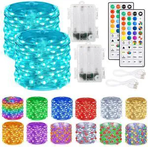 Color Changing Fairy Lights Battery Operated, 2 Pack Total 40FT 120LED Silver Copper Wire RGB String Lights with Remote, Waterproof Halloween Decorations for Indoor Outdoor Party Decor Color Changing Fairy Lights Battery Operated, 2 Pack Total 40FT 120LED Silver Copper Wire RGB String Lights with Remote, Waterproof Halloween Decorations for Indoor Outdoor Party Decor