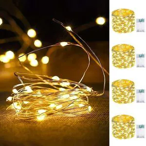 4 Pack Fairy Lights Battery Operated 16FT 50 LED String Lights Warm White | 6Hr On / 18Hr Off Timer, Flexible Waterproof Silver Wire, Cuttable Starry Fairy Light 4 Pack Fairy Lights Battery Operated 16FT 50 LED String Lights Warm White | 6Hr On / 18Hr Off Timer, Flexible Waterproof Silver Wire, Cuttable Starry Fairy Light