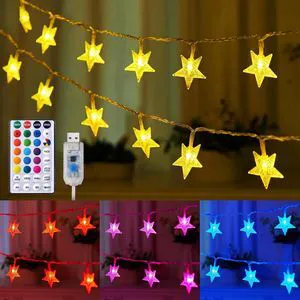 23ft Star String Lights for Bedroom, 50LED USB Fairy Lights Indoor | Color Changing String Lights with Remote and Timer,16 Colors and 7 Modes, USB Powered String Lights for Bedroom Party Decor 23ft Star String Lights for Bedroom, 50LED USB Fairy Lights Indoor | Color Changing String Lights with Remote and Timer,16 Colors and 7 Modes, USB Powered String Lights for Bedroom Party Decor