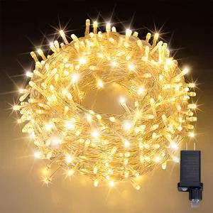 100 LED Warm White Fairy Lights, 33ft Plug-in String Lights, 8 Modes | Warm white fairy lights with 100 LEDs, 33ft length and 8 modes, ideal for Christmas, weddings, bedrooms, patios and trees. 100 LED Warm White Fairy Lights, 33ft Plug-in String Lights, 8 Modes | Warm white fairy lights with 100 LEDs, 33ft length and 8 modes, ideal for Christmas, weddings, bedrooms, patios and trees.