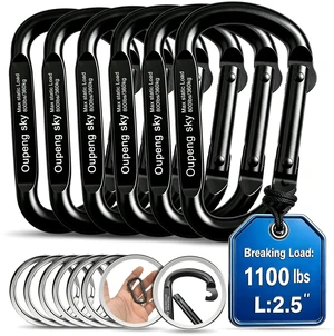 6PCS Carabiner Clip - Heavy Duty Iron Carabiners 800lbs Carabeaner D Ring Shape,Key Chain Clip Hook,Keychain Clip,Multipurpose for Camping, Hiking,Backpacking or Other Outdoor Activities, Black. 6PCS Carabiner Clip - Heavy Duty Iron Carabiners 800lbs Carabeaner D Ring Shape,Key Chain Clip Hook,Keychain Clip,Multipurpose for Camping, Hiking,Backpacking or Other Outdoor Activities, Black.